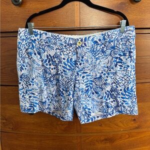 Lilly Pulitzer Pink and Blue Floral Print Bermuda Shorts